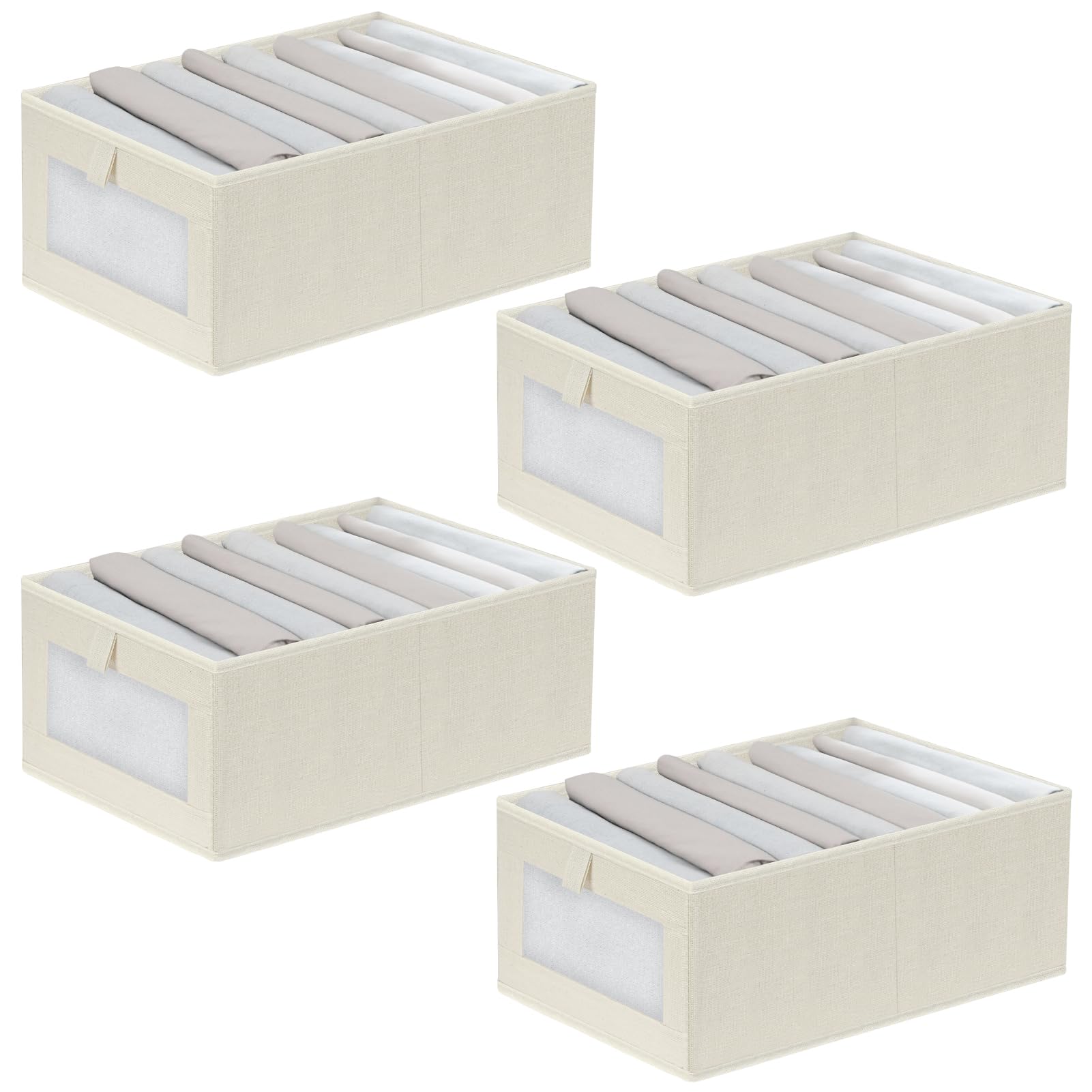 HOTOOLME Wardrobe Organiser Foldable Linen Drawer Storage Box 4 Pack