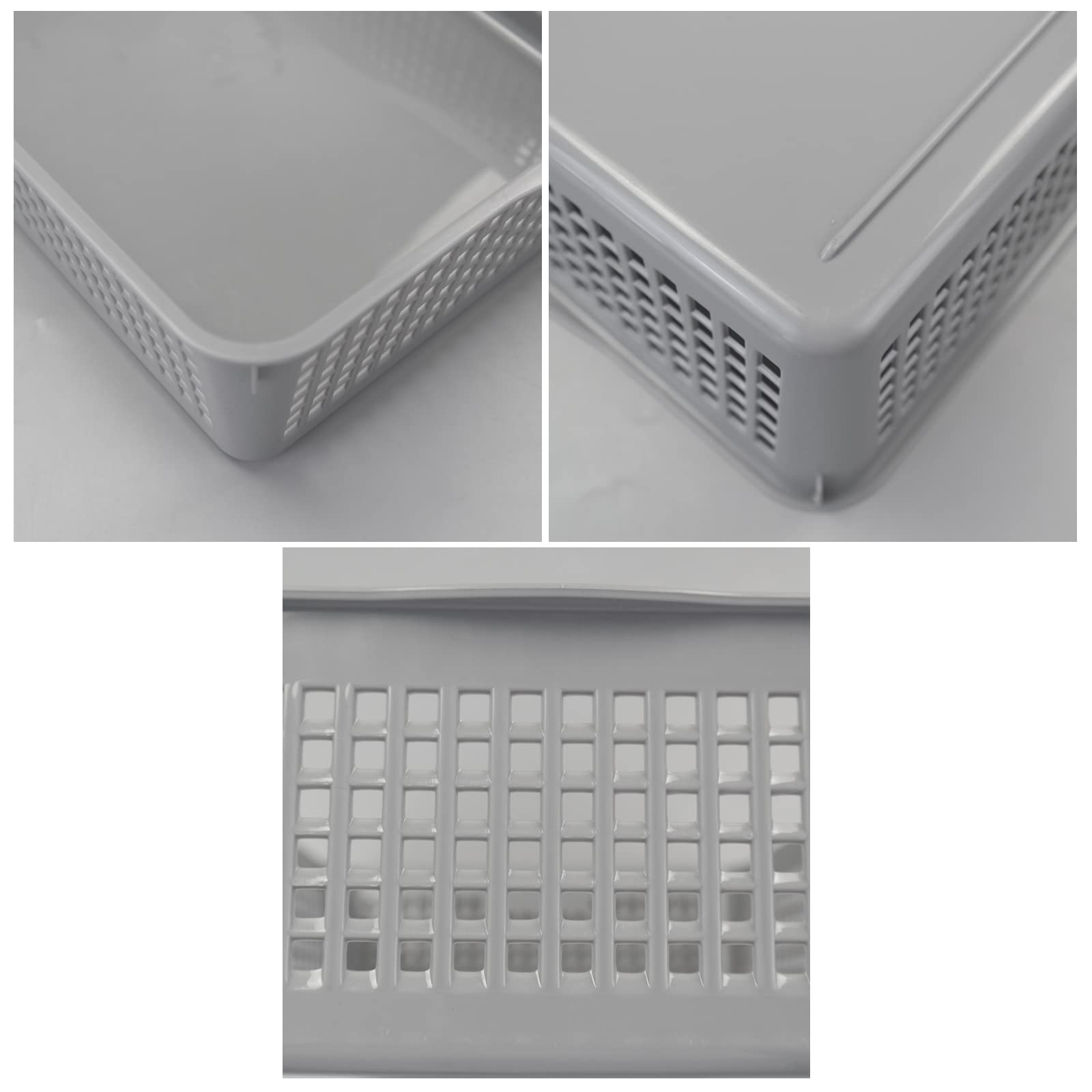 Nesmilers 6 Packs Plastic Storage Tray, Shallow Basket Trays, Grey