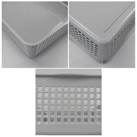 Nesmilers 6 Packs Plastic Storage Tray, Shallow Basket Trays, Grey