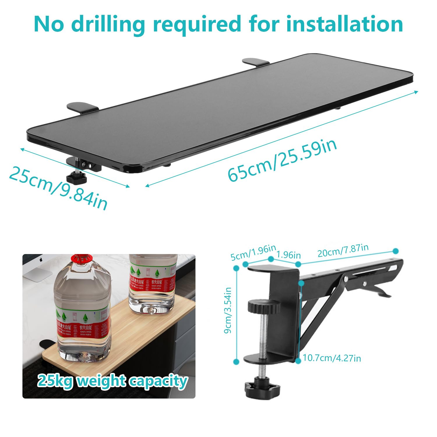 awagas Ergonomics Desk Extender Tray, 65cm x 25cm Keyboard Tray