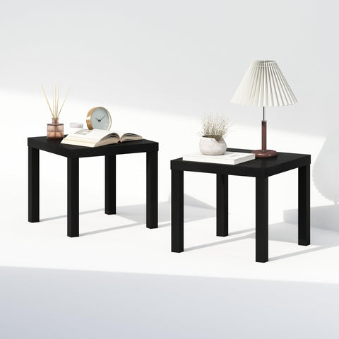 Furinno CLASSIC Night Stand Set of 2, 1.8 Thick Tabletop Nightstand, Square Bedside Table, End Table, Side Table, Easy Assembly, for Bedroom