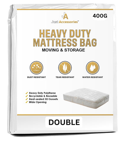 Just Accessories® Heavy Duty Mattress Bag For Storage Moving Removal Mattress Polythene Protector Cover (4ft 6" Double 4'6" Mattress Bag)