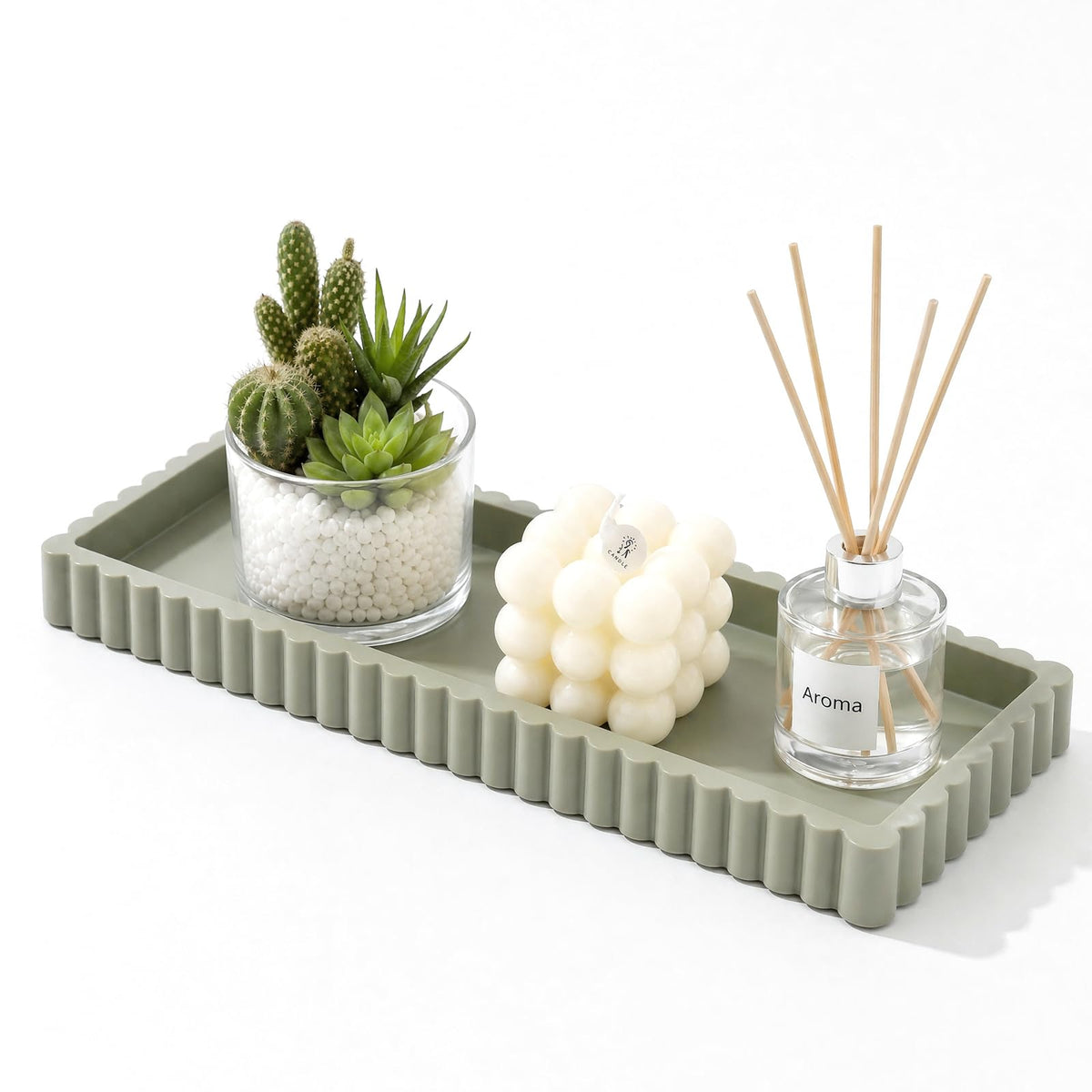 Vanity Tray, Bathroom Tray 24 x 10 cm Toilet Storage Trays, Non-Slip Silicone Decorative Trays
