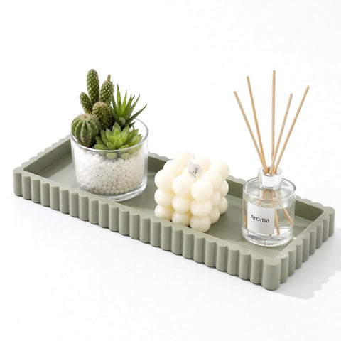 Vanity Tray, Bathroom Tray 24 x 10 cm Toilet Storage Trays, Non-Slip Silicone Decorative Trays