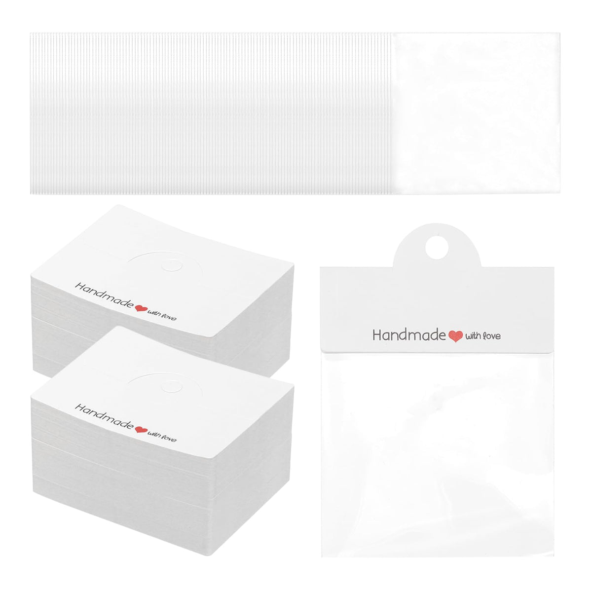 PATIKIL Jewelry Display Bags, 200 Pcs Jewelry Package Bags Small Craft Packaging Set for Small Business, Necklace, Bracelets, Key Chains, Earrings
