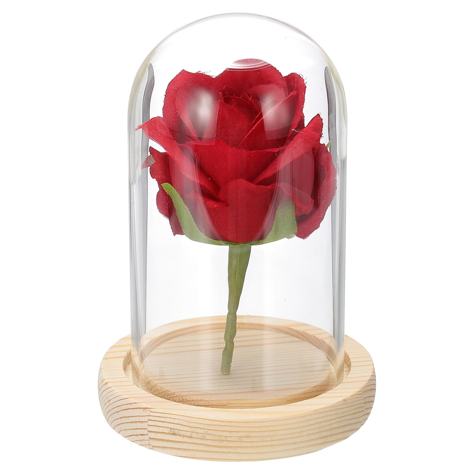 sourcing map Glass Cloche Display Dome, 4.7" x 2.7" Glass Dome Display Case Wood Base Tabletop Jar Case Decorative Bell Jar for Plant Home Decor