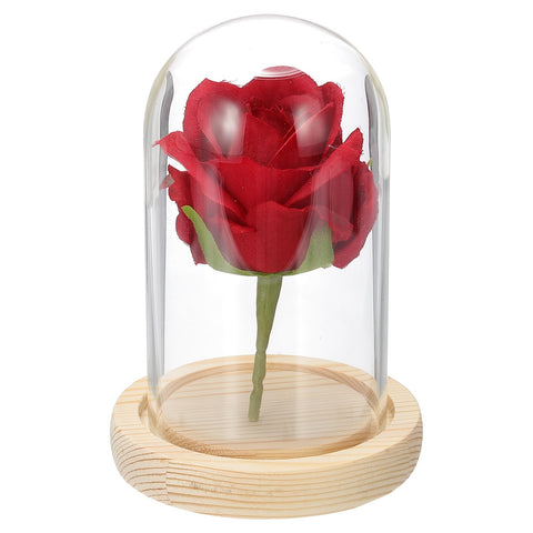 sourcing map Glass Cloche Display Dome, 4.7" x 2.7" Glass Dome Display Case Wood Base Tabletop Jar Case Decorative Bell Jar for Plant Home Decor