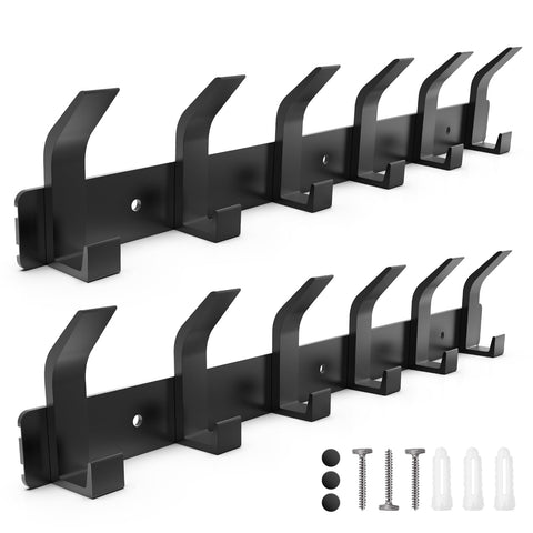 lmytdo Coat Hooks Wall Mounted, 2 Packs Coat Hangers Wall Mounted with 12 Hooks, Rust-Proof Coat Racks for Hanging Coat, Hat, Bag, Umbrella