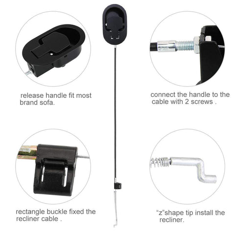 PERFETSELL Universal Sofa Chair Recliner Release Pull Handle Replacement Parts with Cable Metal Couch Style Pull Chair Release Handle fits Recliner