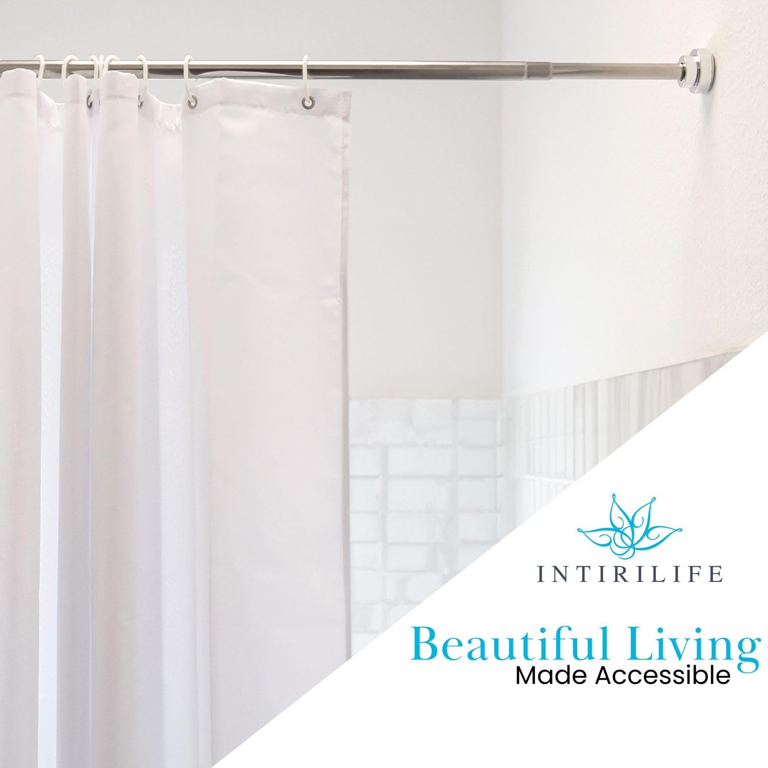 Intirilife telescopic rod in SILVER 120-227 cm- Extendable rod, stainless steel, adjustable, non-slip