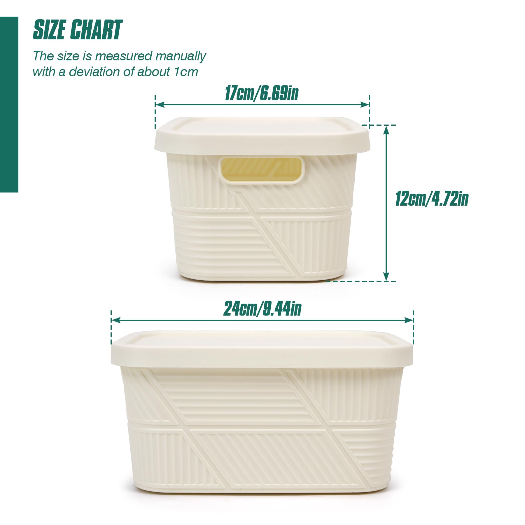 Spesh 4 Pcs Storage Boxes with Lids 3.5L Small Storage Baskets Stackable Plastic Storage Boxes for Home Office Cupboard(White, 24 * 17 * 12cm)