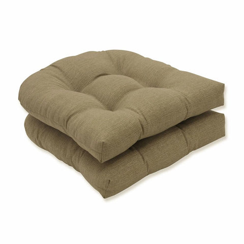 Pillow Perfect Tufted Seat Cushions (Round Back), Polyester, Tan Monti Chino, 19 Inches x 19 Inches