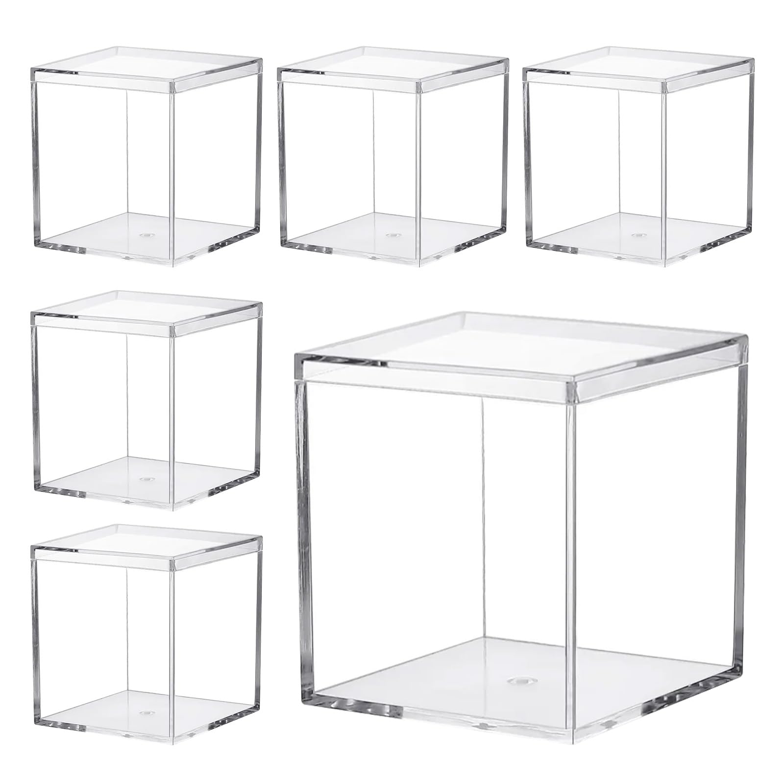 Keboyoe 6pcs 7.5x7.5x7.5cm Acrylic Display Boxes with Lid for Storage Candy