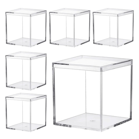 Keboyoe 6pcs 7.5x7.5x7.5cm Acrylic Display Boxes with Lid for Storage Candy