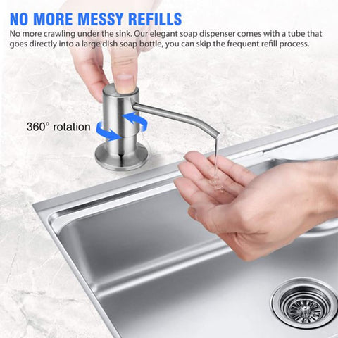 Kitchen Soap Dispenser Set, Stainless Steel Countertop Sink Soap Dispenser Water Pump with 39” Extension Tube Kit for Kitchen Bathroom(Silver)