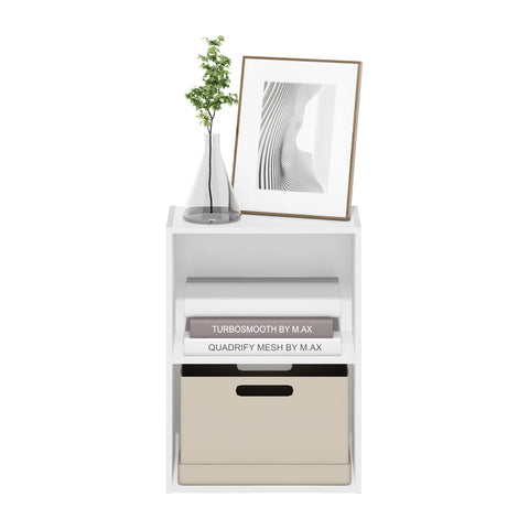 Furinno LUDER Book Shelf, 2-Tier Modern Bookshelf, Open Shelves Bookcase 9 x 16 x 21, for Living Room, Bedroom, Home Office, White