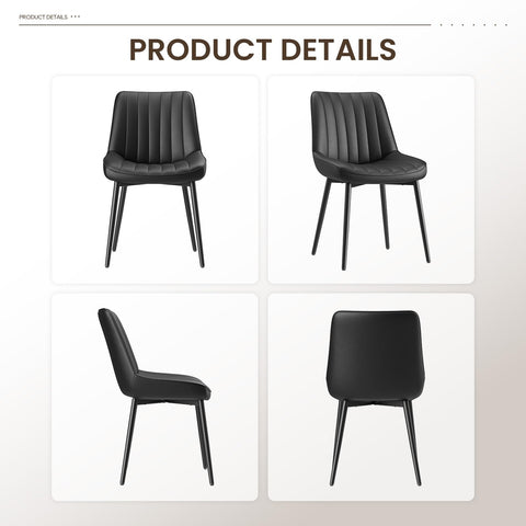 COLAMY Black Dining Chairs Set of 2,Technology Fabric Chairs for Dining Room with Metal Legs and Thick Seat Cushion