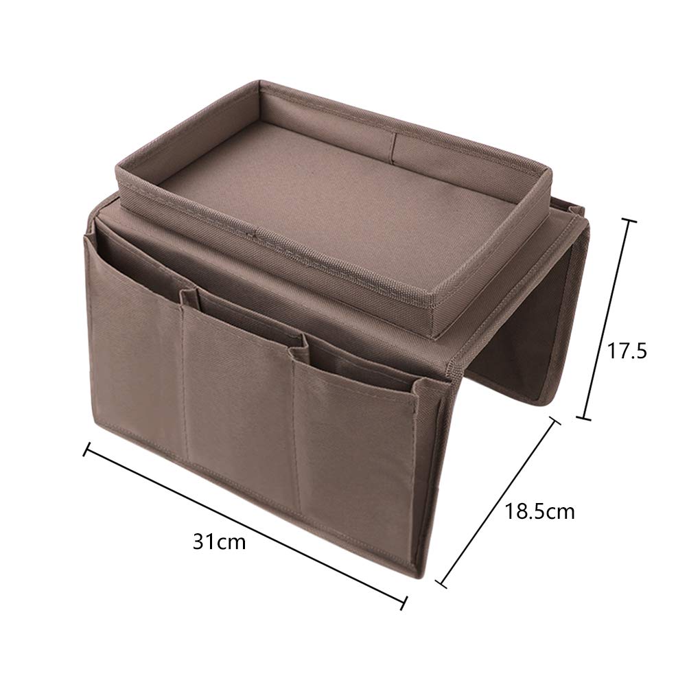 FakeFace Armchair Caddy with Cup Holder & 6 Pockets - TV Remote Control Storage Arm Tidy for Armchairs & Couch Chairs