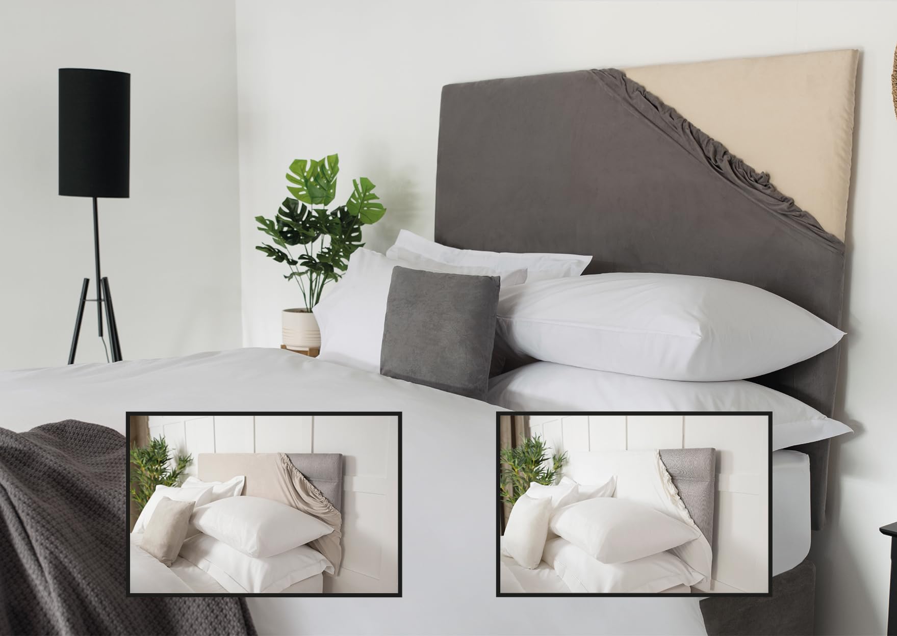 Belledorm Headboard Wrap - Transforms a drab looking Headboard - Luxury Faux Suede - 70cm Height (Charcoal, King (U.K. Standard))