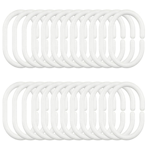 DDUP 24 Pack Never Rust Plastic Shower Curtain Rings, Silent Glide C-Shape Hooks, Easy Snap-On Installation for Bathroom Rods, Rust-Proof & Durable