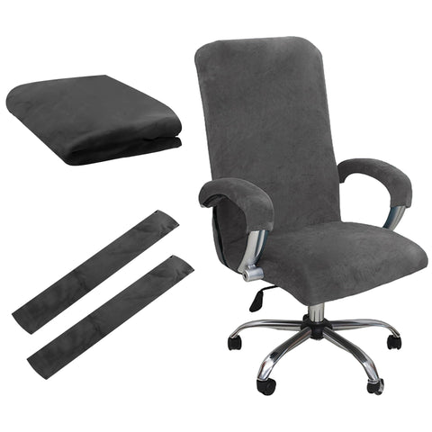 Office Chair Covers, Desk Chair Cover Universal Stretch Velvet Slipcover, Washable Plush Computer Chair Protector with Arm Covers