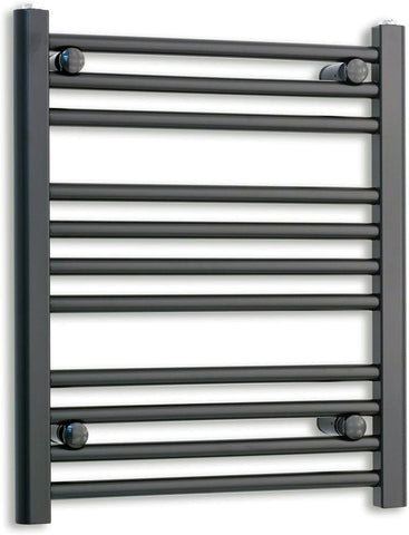500mm Wide Black Heated Towel Rail Straight Flat Bathroom Warmer Radiator Rack Central Heating Turkish Zone (500mm x 600mm)