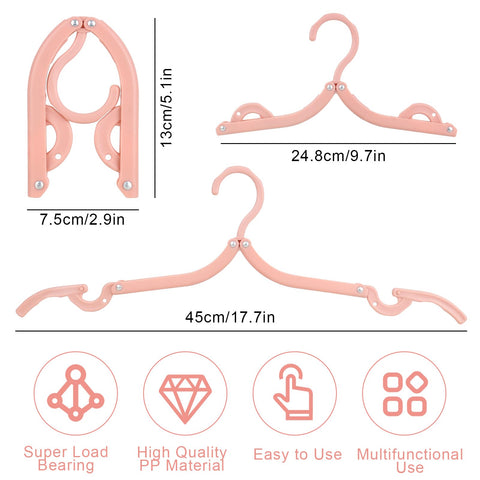 Travel Hangers 20 PCS Folding Clothes Hangers Portable Plastic Clothes Coats Hangers Non-SlipTravel Hanger Portable Folding Foldable Space Saving