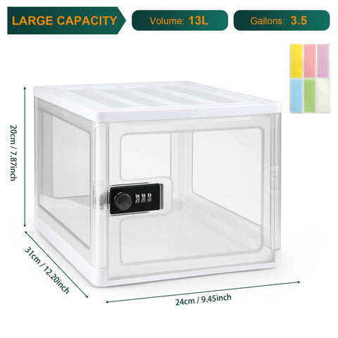 Yocdunm Lockable Medicine Storage Box with Code, 13 L Large Locking Medicine Box for Medication, Snacks, Phone, and Electronics