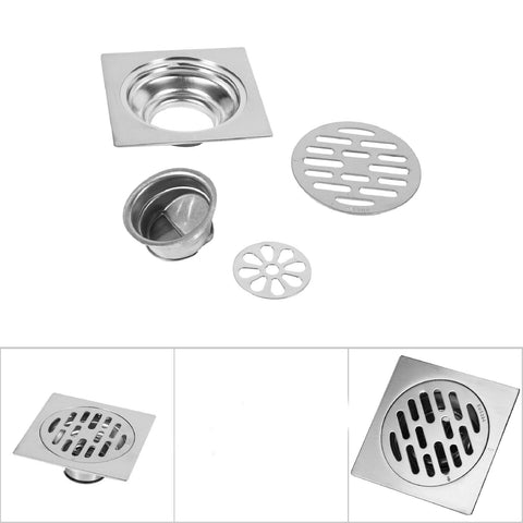 Raguso Thick Stainless Steel Square Anti-odor Bathroom Floor Drain Cover Waste Gate Shower Drainer Bathroom Kitchen(style 2)