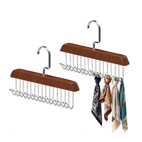 2Pcs Belt Hanger for Closet, Belt Hanger for Wardrobe, Wooden Belt Organizer with 8 Hooks Space Saving Tie Rack Wooden Sturdy 8 Hook Belts Holder for