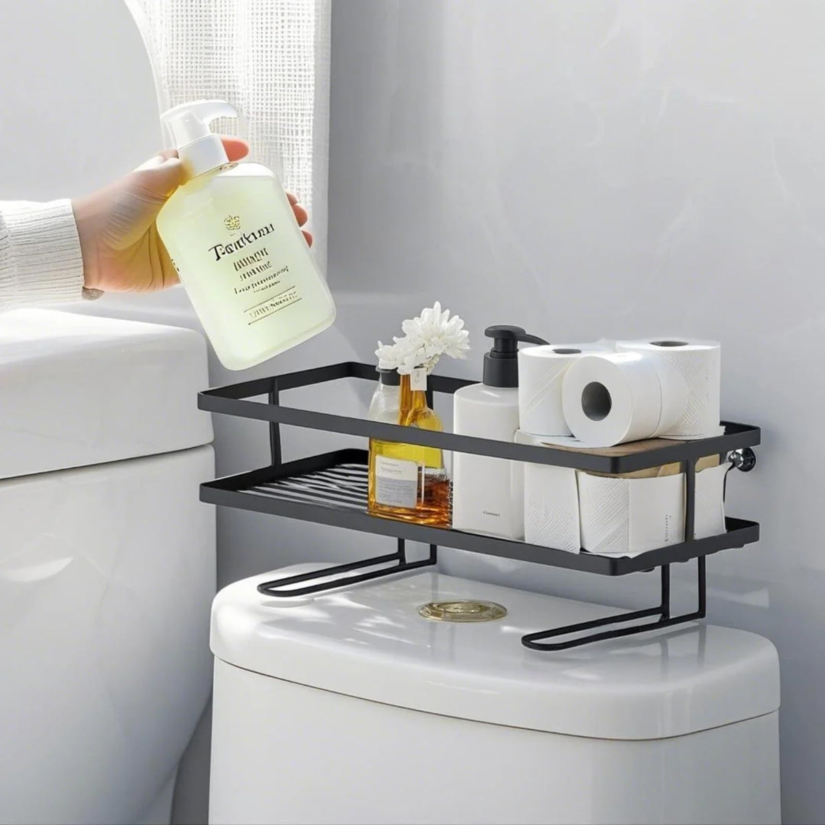 Pinkgarden Over-the-Toilet Storage Shelf, Large Capacity Bathroom Organizer, No-Drill Installation, Rust-Resistant Thick Steel