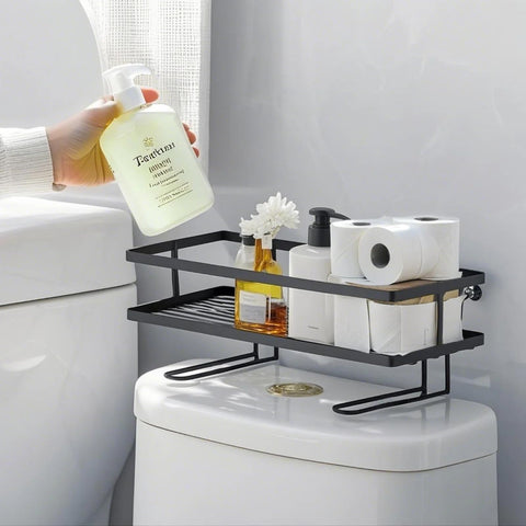 Pinkgarden Over-the-Toilet Storage Shelf, Large Capacity Bathroom Organizer, No-Drill Installation, Rust-Resistant Thick Steel