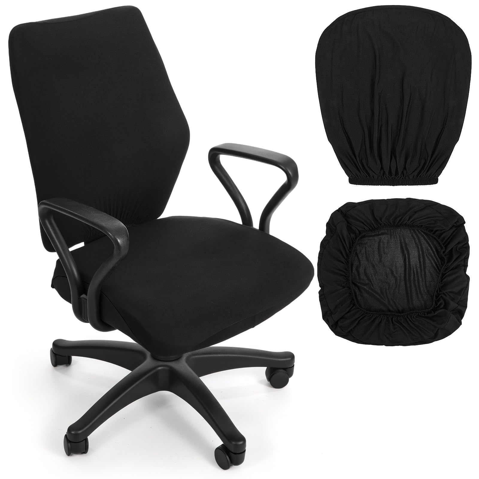 Nogeqi 2pcs Office Chair Covers Stretchable, Universal Office Chair Seat Cover, Washable Removable Computer Chairs Cover for Seat Cushion