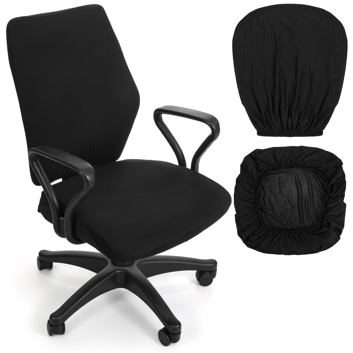 Nogeqi 2pcs Office Chair Covers Stretchable, Universal Office Chair Seat Cover, Washable Removable Computer Chairs Cover for Seat Cushion