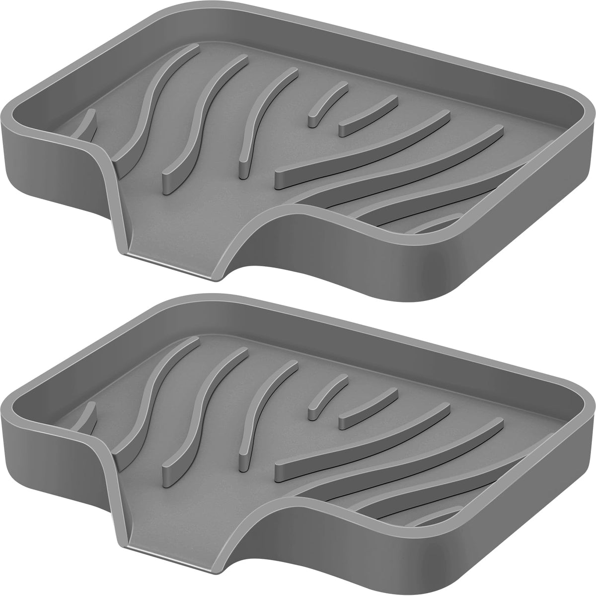Silicone Soap Dish with Drain, SAISN Kitchen Soap Tray for Shower 2 Pack Self Draining Soap Dish Soft Bathroom Soap Holder for Kitchen Sink Flexible