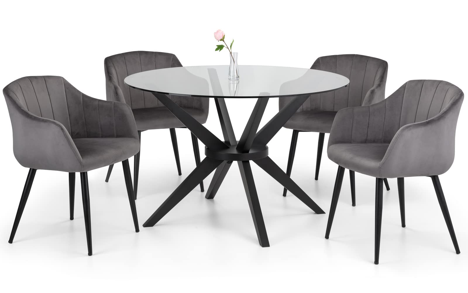 Julian Bowen Hobart Dining Chairs, Set of 2, Grey - H81.5 x W58 x D63cm