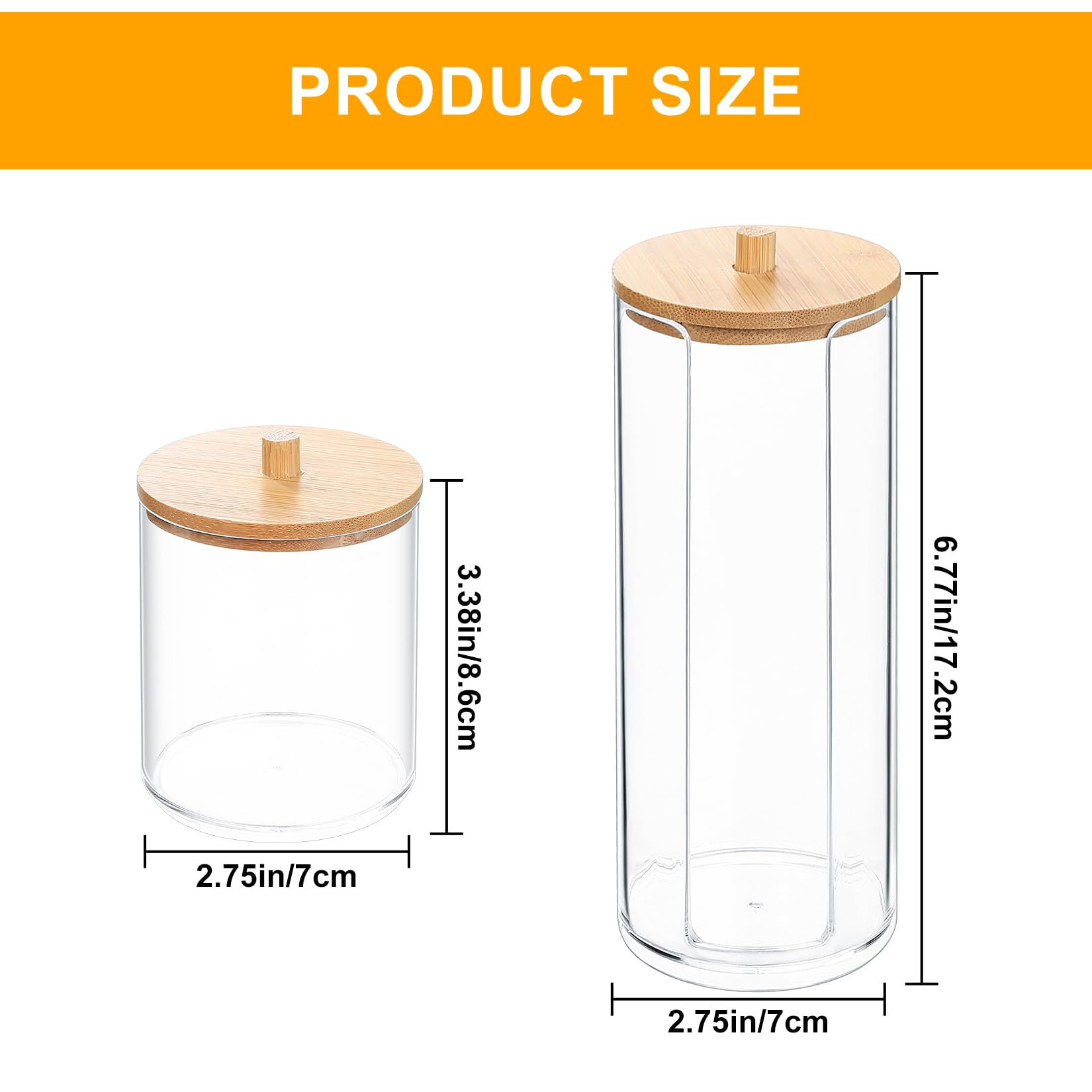 Fulushouxi 2 Pcs Cotton Pad Holder, Cotton Wool Bud/Swab/Ball Holder, Bathroom Qtip Dispenser Jars Canisters Holders for Vanity Cotton Ball Qtip
