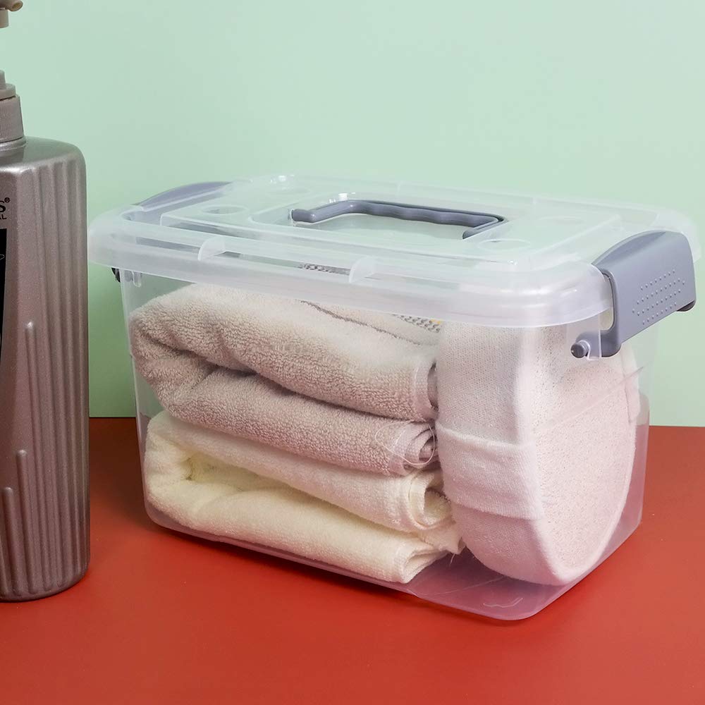 Vcansay 5 L Plastic Storage Boxes with Lids and Handles, 6 Packs