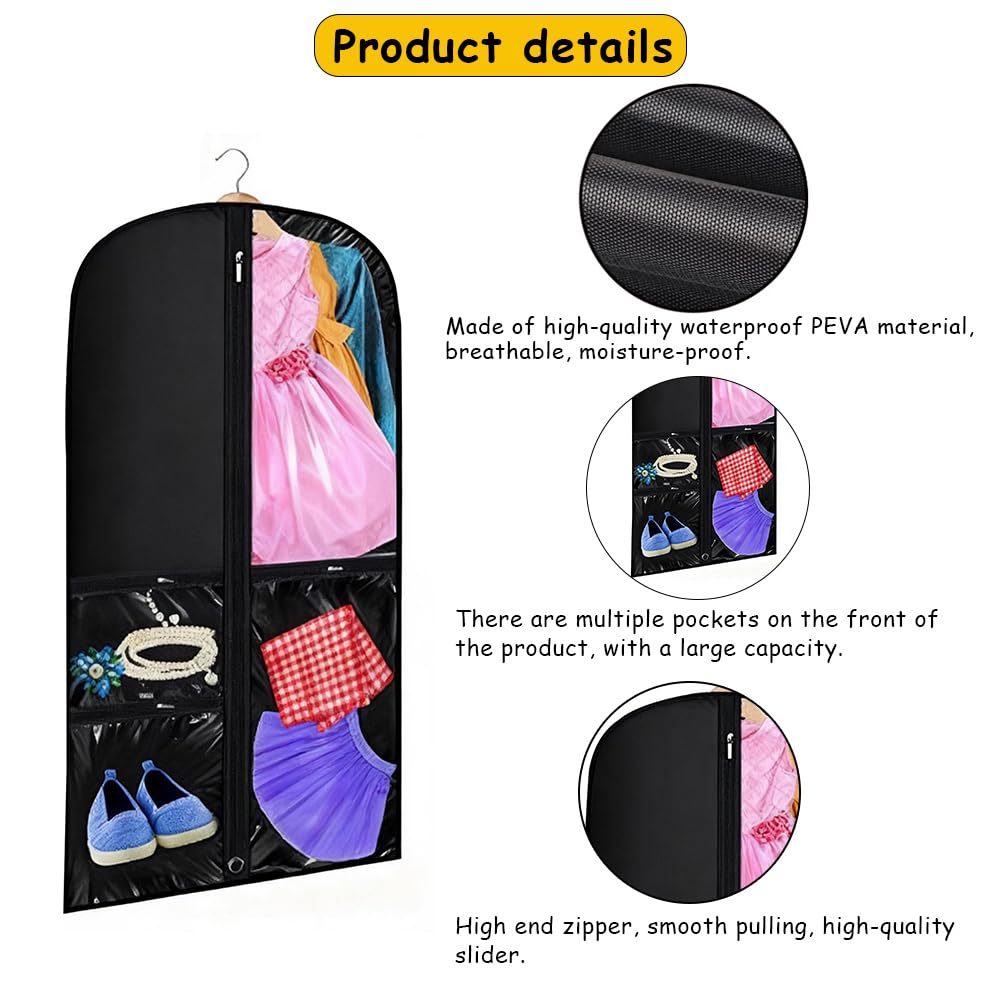 Dance Garment Bag for Kids, Foldable Costume Storage with Zipper, Waterproof Clothes Covers, Clothes Protector for Dresses & Suits