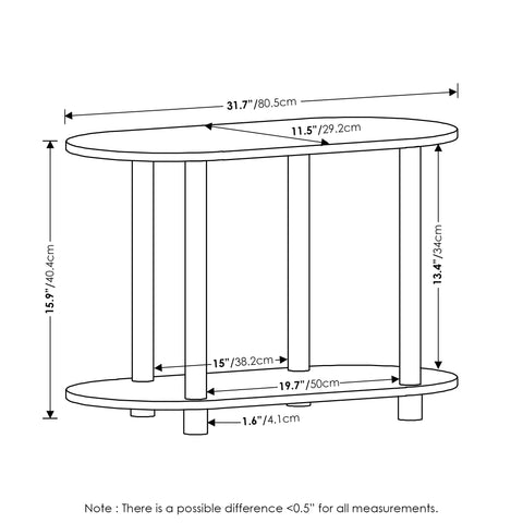 Furinno TURN-N-TUBE Oval Display Shelf, 4-Tier Book Shelf, Oval Storage Shelves, Toolless Open Shelves, Round Tubes, for Organization and Storage