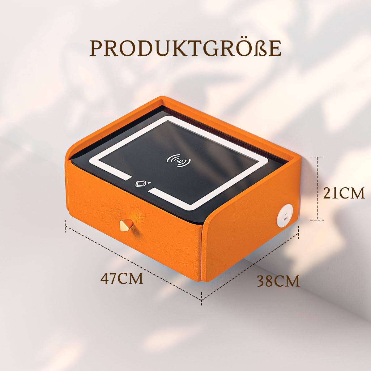 ihomemore Bedside Table with Charging Function Bedside Table Hanging Sleeping Options for Young People Orange