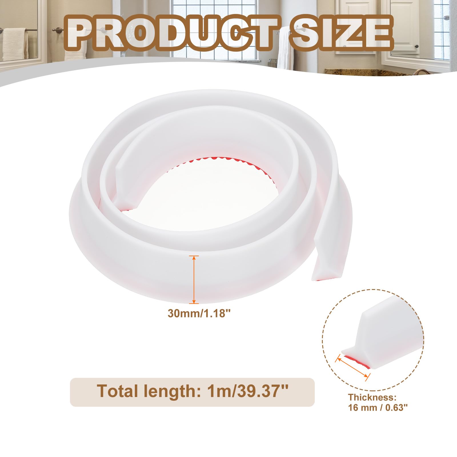 PATIKIL 39 Inch Collapsible Shower Threshold Water Dam Guard, Shower Stopper Barrier Self Adhesive Sink Splash Guards for Frameless Shower Door