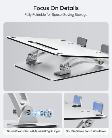 Nulaxy Ergonomic Adjustable Laptop Stand for Desk, Dual Foldable Design