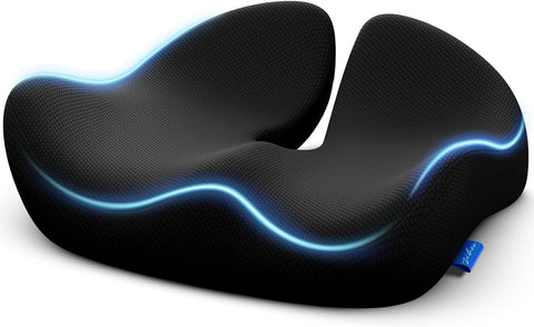 HoldOneLight Ergonomic High Density Memory Foam Seat Cushion, Pioneering Pressure Relief Design for Tailbone, Sciatica, Back & Hemorrhoid Pain