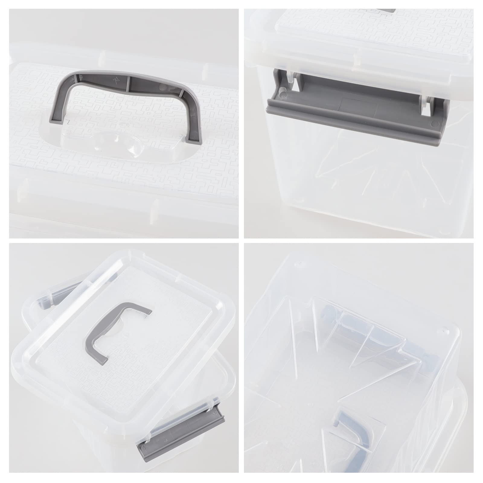 Saedy 6 L Small Lidded Storage Box, 6 Pack Plastic Latch Storage Container