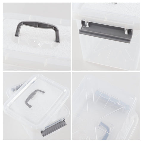 Saedy 6 L Small Lidded Storage Box, 6 Pack Plastic Latch Storage Container