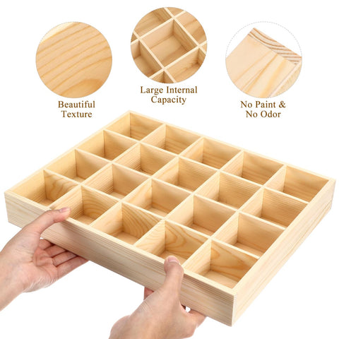 Healeved 20 Cells Drawer Organisers Compartments Socks Organiser Box Underwear Drawer Wood Storage Case Stackable Divider Wardrobe Storage Boxes