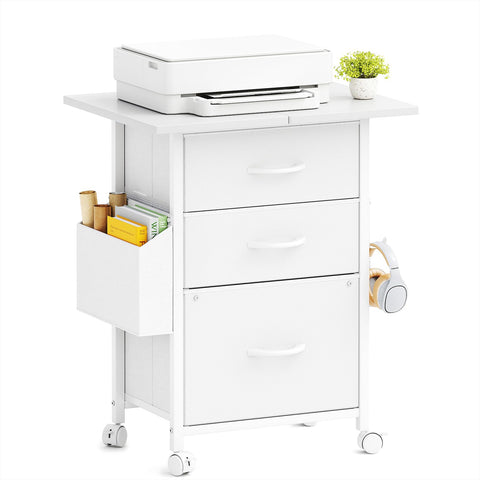 CAIYUN Filing Cabinet with 3 Fabric Drawers, Mobile File Cabinet on Wheels & Adjustable Feet, Rolling Under Desk Cabinet