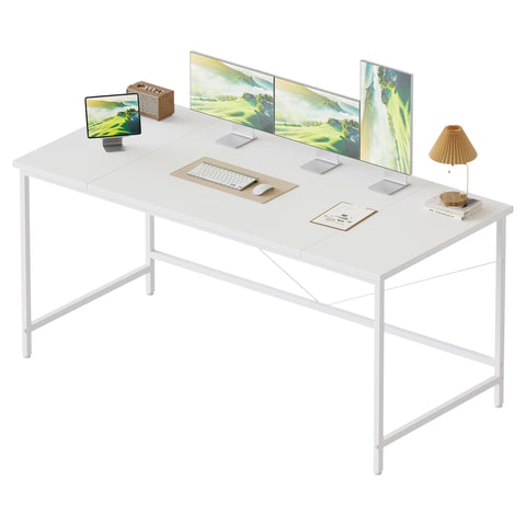 Mericonia Basic Computer Desk, 3 pieces Desktop, 140x50cm, White