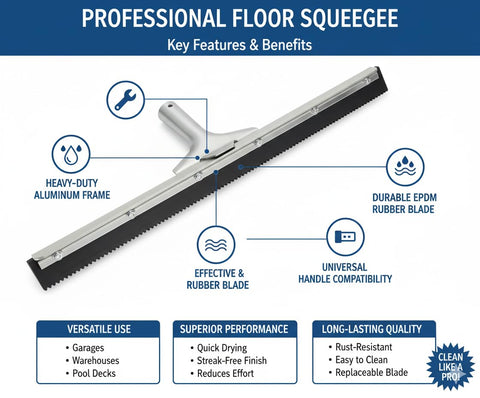 18 Inch Notched Floor Squeegee – Heavy Duty Epoxy & Resin Floor Spreader Tool with Durable Poly Blade, Ideal for Concrete, Garage